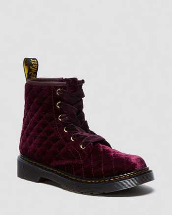 Junior Vegan 1460 Quilted Velvet Lace Up Boots