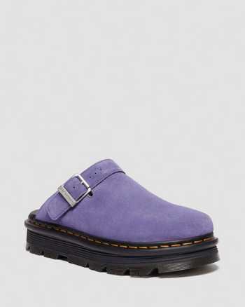 Zebzag Suede Casual Slingback Platform Mules in Twilight Purple