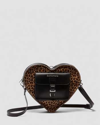 Leopard Hair-On Kiev Leather Heart Shaped Bag