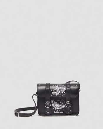 7 INCH CELESTIAL MOTH EMBROIDERED LEATHER CROSSBODY BAG